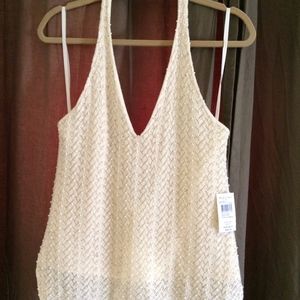 🆕 Antique Ivory Beaded, Sweater-lined Halter Top